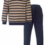 Paul Hopkins Heren Pyjama Badstof Gestreept Blauw/Beige Maat S