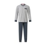 Gentlemen warme heren pyjama 114278 aangeruwd badstof grijs