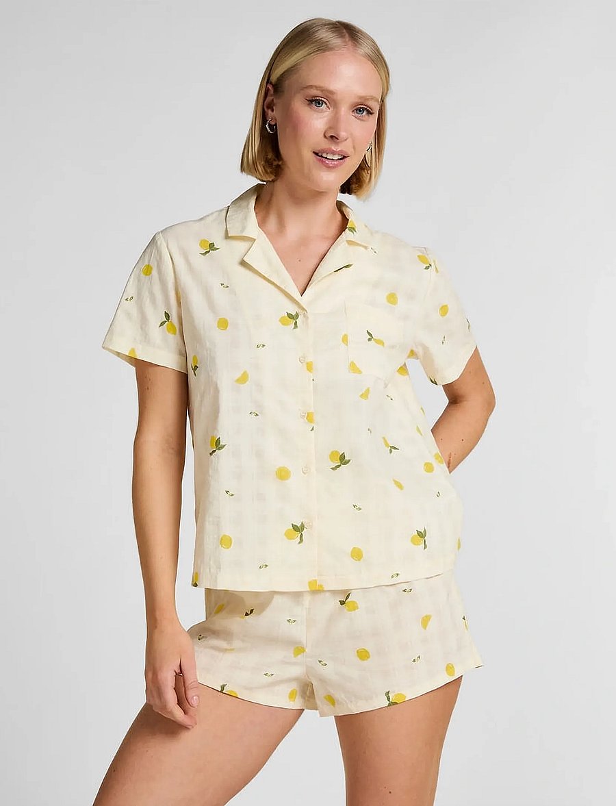 hunkemoller-pyjama-dames-687mvz.jpg Hunkemöller Pj Ss Woven Lemon – pyjama''s – winkel bij Booztlet - Afbeelding 1