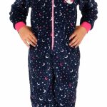 K3 ONESIE fleecestof antracietgrijs print met ster en maan