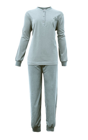 katoenen-dames-pyjama-026lye-1.jpg Lunatex Katoenen dames pyjama Groen - Afbeelding 1