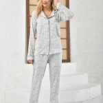 Katoen Dames Pyjama Set Nachtkleding Grijs Maat S | bol