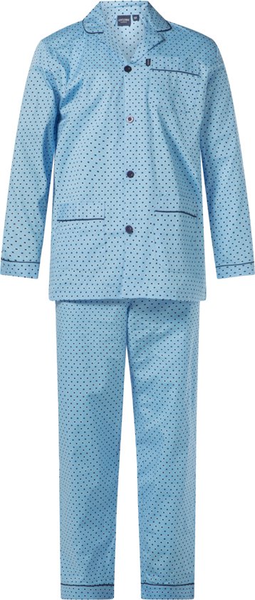 katoenen-heren-pyjama-057bxa-1.jpg Gentlemen klassieke heren pyjama 9421 met doorknoop 100% katoen blue maat 64 | bol - Afbeelding 1