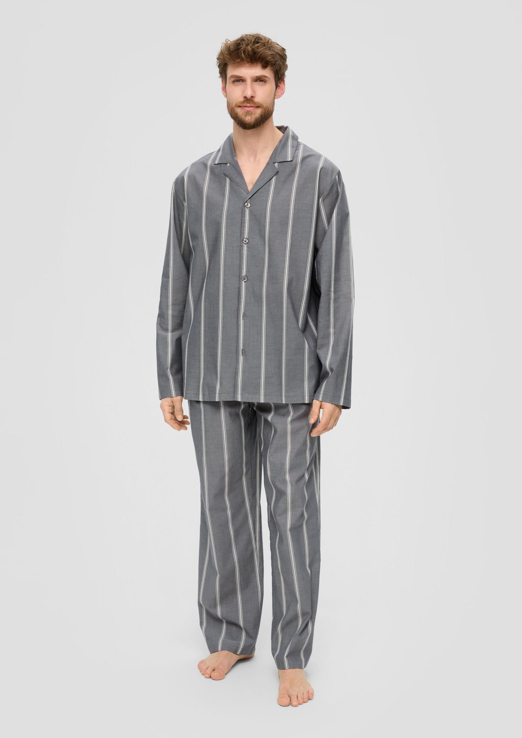 katoenen-heren-pyjama-268xei-1.jpg s.Oliver Pyjama van zuiver katoen Antraciet - Afbeelding 1