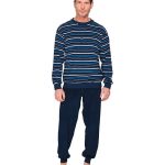 Katoen badstof heren pyjama ronde hals lange mouw donkerblauw | Pyjama direct Pyjama direct