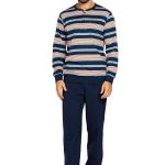 Comte Heren pyjama katoen blauw gestreept