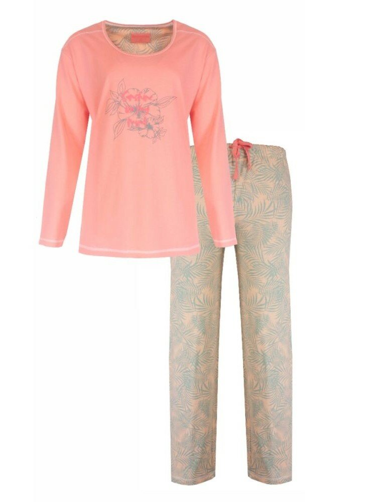 katoenen-pyjama-342ovk-1.jpg Dames pyjama 100% katoen Roze - Afbeelding 1