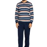 Comte Heren pyjama katoen blauw gestreept
