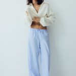 Katoenen pyjamabroek Blauw/wit gestreept DAMES | H&M NL