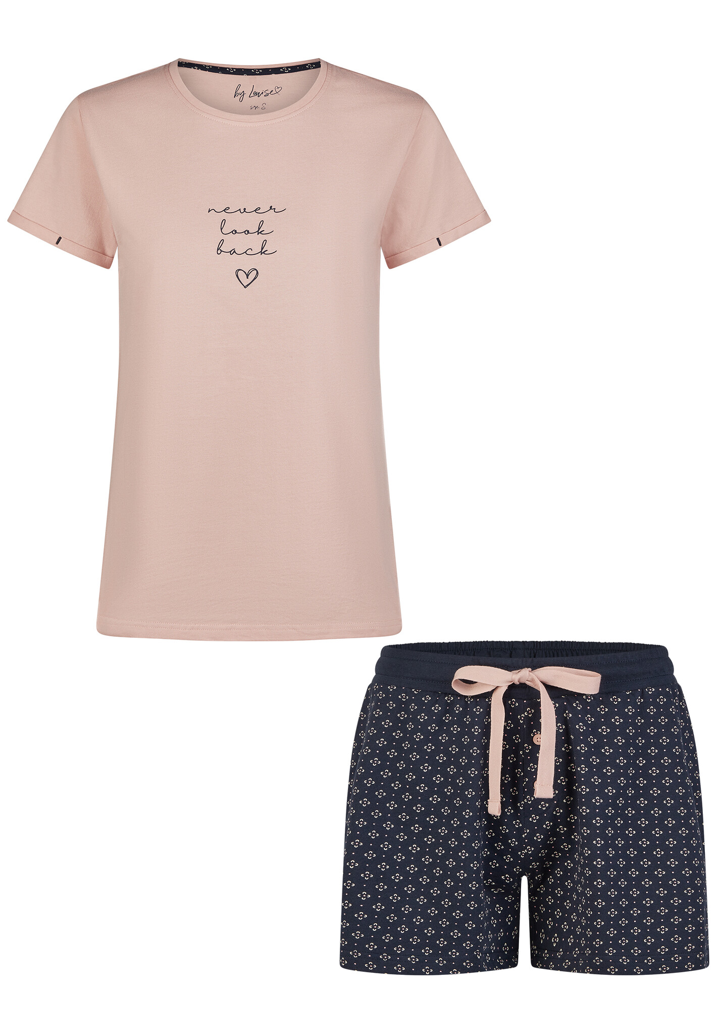 korte-pyjamabroek-dames-019dsj-1.jpg By Louise Dames Korte Pyjama Set Shortama Roze - Afbeelding 1