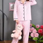 Dames Pyjama | Katoen | Lange Mouw | Lange Pyjama Broek |2 delige set | Maat S| Roos | bol