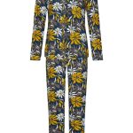 Katoen modal dames pyjama lange mouwen en knoopjes forest flowers