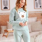 Doctor Nap Warme Winter Pyjama Dames Fleece | Lange Mouw Lange Broek | Bear Green Sky... | bol