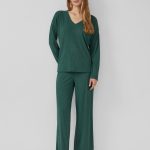 s.Oliver Pyjamabroek met elastische tailleband en wijde pijpen Dennengroen
