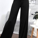 Vrouwen Pyjama Bottom,Dames Zachte Comfortabele Pyjamabroek Casual Losse Effen Kleur Zwart Hoge Taille Stretch Trekkoord Slaap Broek Wijde Pijpen Lounge Yoga Broek Broek Sport Legging, M : Amazon.nl: Kleding, schoenen & sieraden