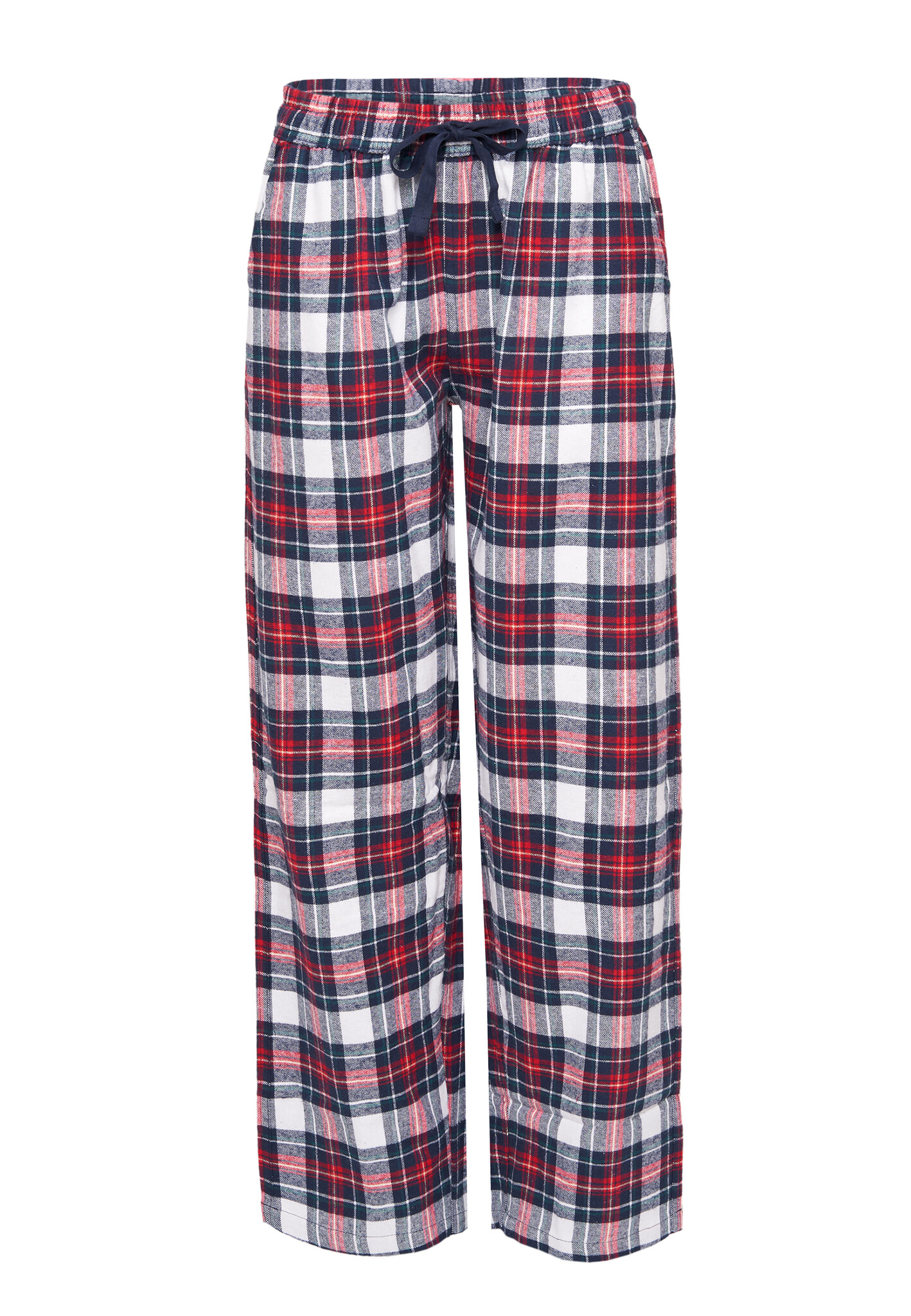 losse-pyjamabroek-dames-781gly-1.jpg By Louise Dames Pyjamabroek Geruit Flanel Rood/Blauw - Afbeelding 1