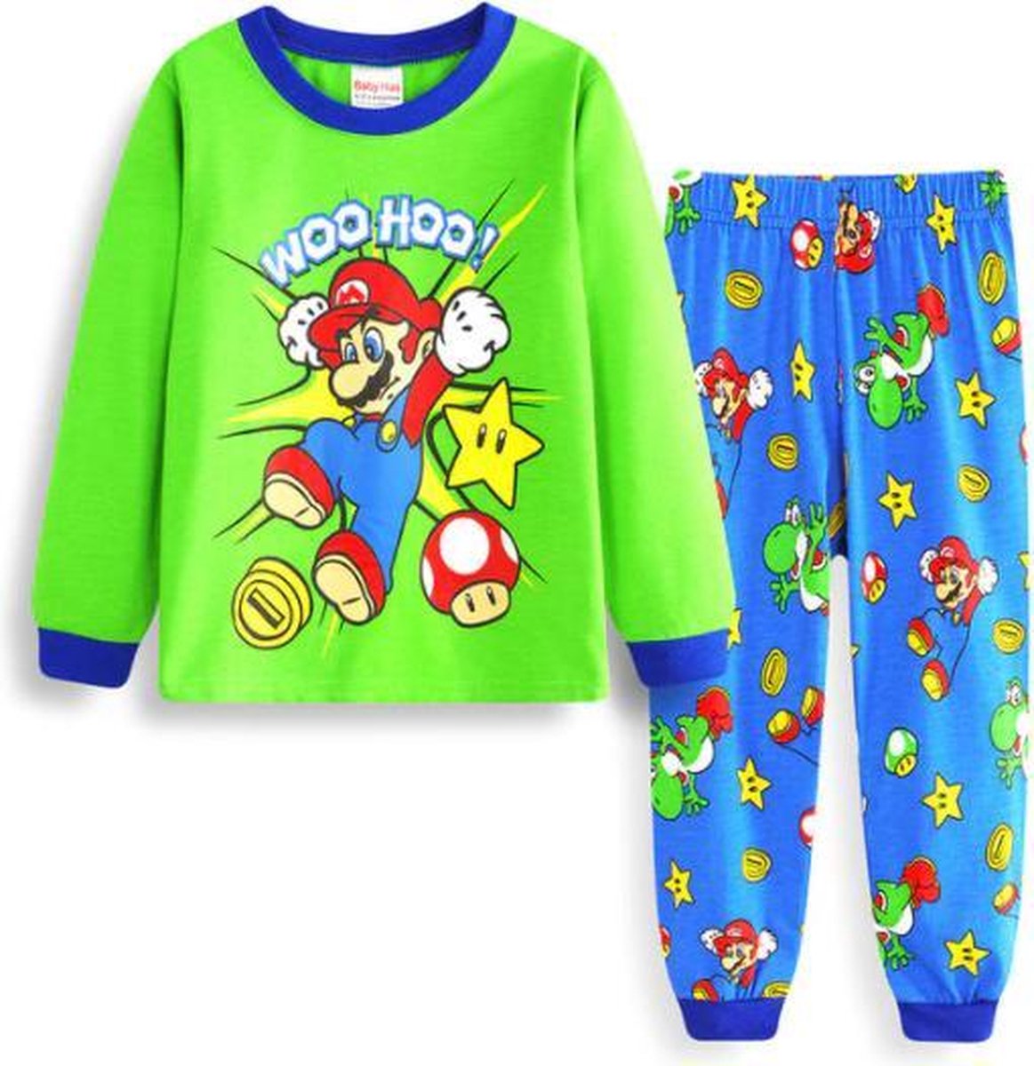 mario-pyjama-569hxq-1.jpg Mario pyjama groen met blauwe broek maat 104 Pyjama Mario Kinderen Slapen ... | bol - Afbeelding 1
