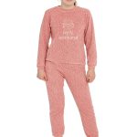Cocodream velours meisjes pyjama Hello Weekend Roze / 140
