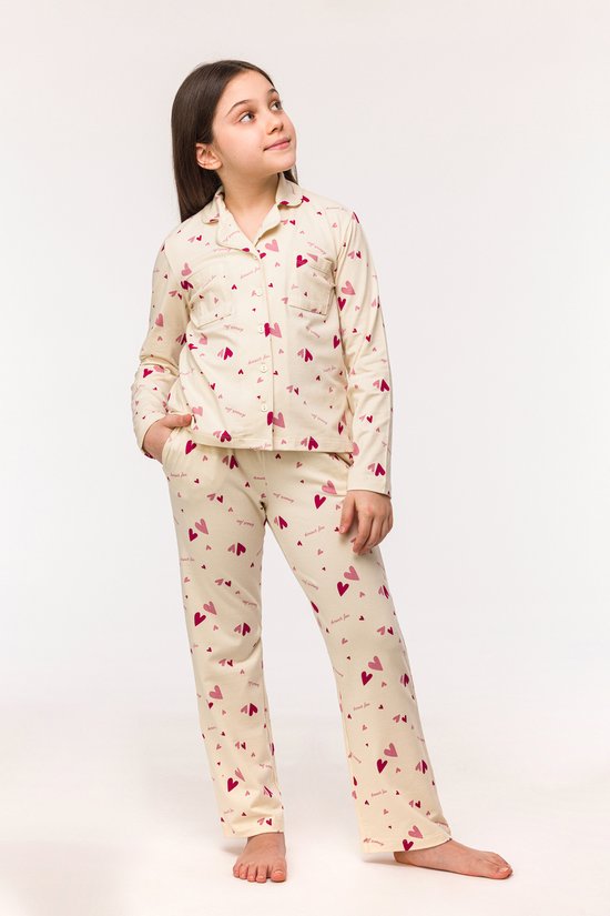 meisjes-pyjama-164-731hkr-1.jpg Woody pyjama meisjes hartjes print 242 12 YPD Z/912 maat 164 | bol - Afbeelding 1