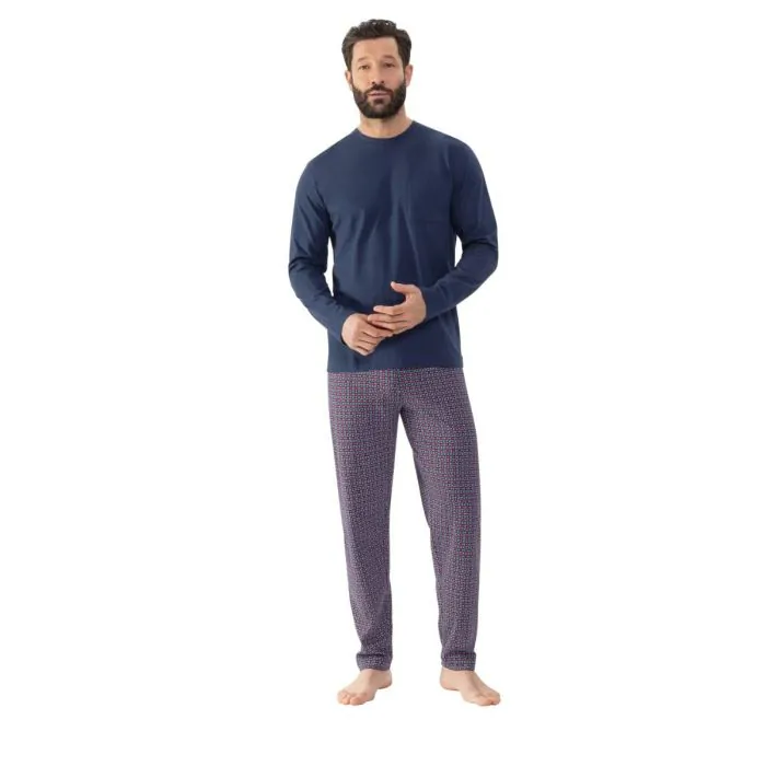 mey-heren-pyjama-437kxu.webp Mey Heren Pyjama Serie Red Tile 2240003 668 yacht blue - Afbeelding 1