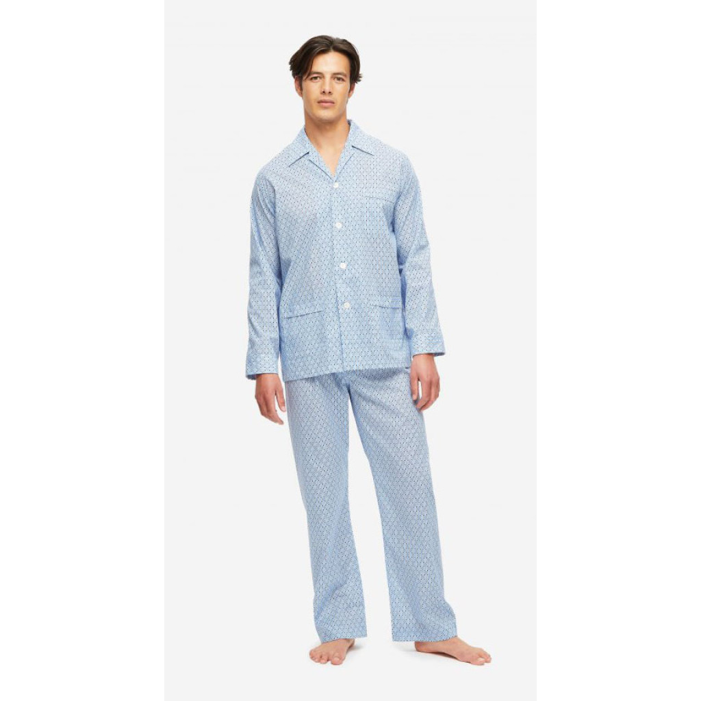 ouderwetse-heren-pyjama-021sbj-1.jpg Derek Rose Classic Pyjama | Lichtblauw Vintage - Afbeelding 1