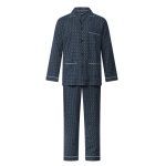 Gentlemen klassieke heren pyjama 9450 met doorknoop flanel donkerblauw