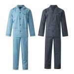 Gentlemen klassieke heren pyjama 9462/9463 met doorknoop 100% katoen donkerblauw en blauw