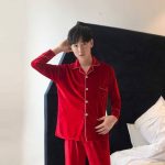Winterpyjama Voor Heren Mode Heren Tweedelige Pyjama Winter Dikke Warme Fluwelen Retro Rode Revers Shirt Met Lange Mouwen + Broek Goud Fluwelen Casual Huiskleding Kerstcadeaus, Rood, Xxl : Amazon.nl: Kleding, schoenen