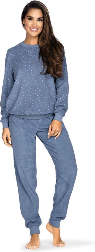 pyjama-badstof-329iyy-1.jpg Dames pyjama badstof blauw | bol - Afbeelding 1