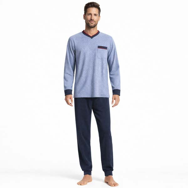 pyjama-badstof-391tov-1.jpg Warme heren badstof pyjama Gentlemen aangeruwd 114278 | Lingeriehuisonline - Afbeelding 1