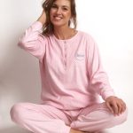 Dames pyjama badstof 631361 roze maat XXL | bol