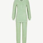 Ringella Pyjama knoopsluiting Frottée badstof Zacht groen met wit