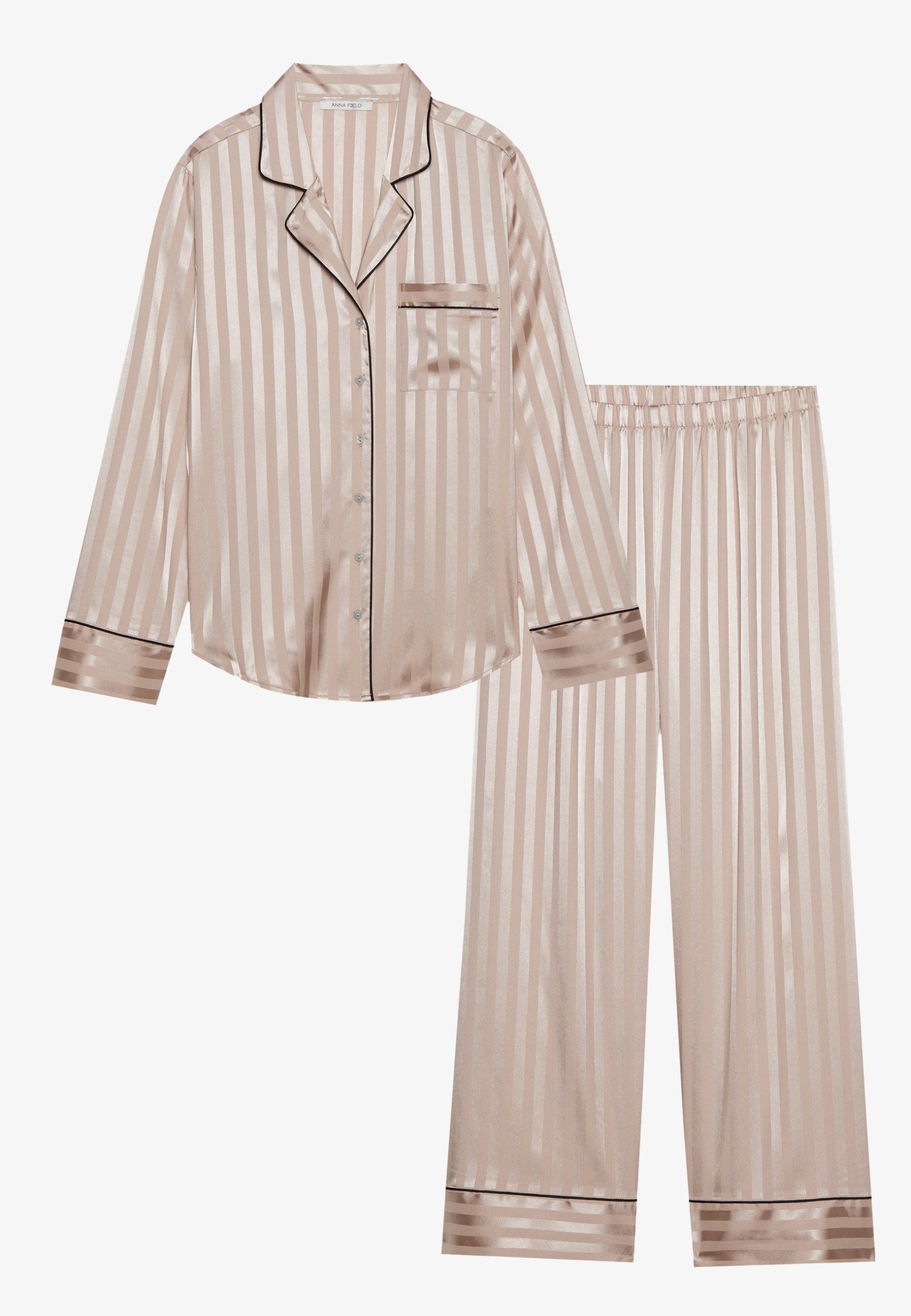 pyjama-beige-488mbn-1.jpg Anna Field by Zalando TONAL STRIPE SATIN SET Pyjama beige Zalando.nl - Afbeelding 1