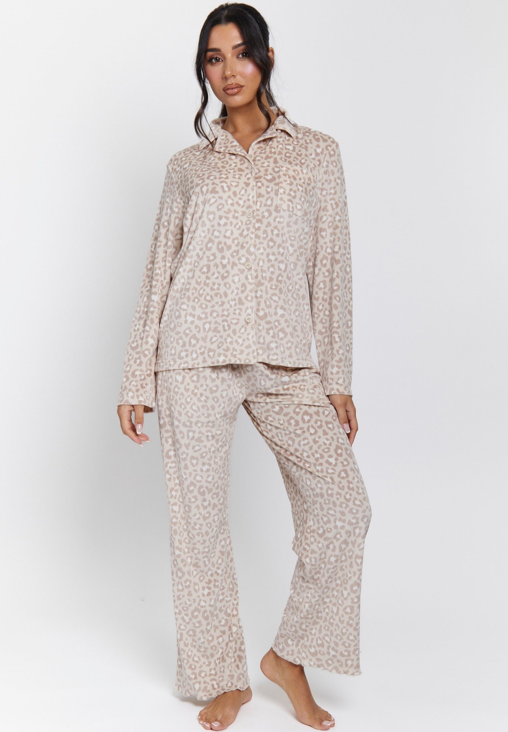 pyjama-beige-560rfm-1.jpg Loungeable LEOPARD LONG SLEEVE SET Pyjama beige Zalando.nl - Afbeelding 1