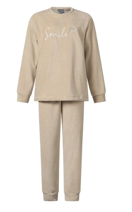 pyjama-beige-844aei-1.jpg Dames huispak / pyjama fleece beige - Afbeelding 1