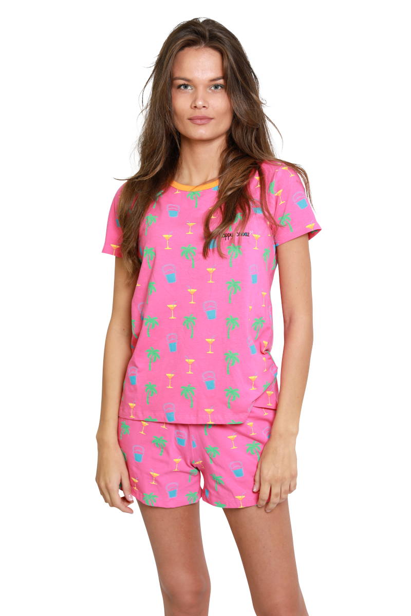 pyjama-dames-kort-339cpu-1.jpg Roze shortama dames set van katoen. Koop online je shortama! - Afbeelding 1