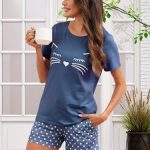 Reliwel Pyjama's Dames Korte Katoenen Nachtkleding met Korte Mouwen Tweedelige Zomer Set met T Shirt en Pyjamabroek Loungewear : Amazon.nl: Kleding, ...