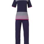Pastunette pyjama voor dames met korte mouwen en 3/4e broek 'horizontal eden stripes'