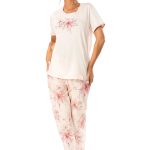 Dames Pyjama – Korte Mouw – Lange Broek – 100% Katoen