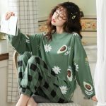 Lente en herfst zomer katoenen broek met lange mouwen pyjama dames meisjes pyjama groot formaat losse geruite thuispak kopen vanaf een prijs van 22 | Joom