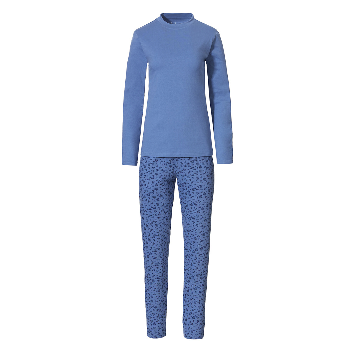 pyjama-dames-lange-mouwen-838rxp-1.jpg By Louise Dames Pyjama Set Interlock Lange Mouw + Broek Blauw - Afbeelding 1