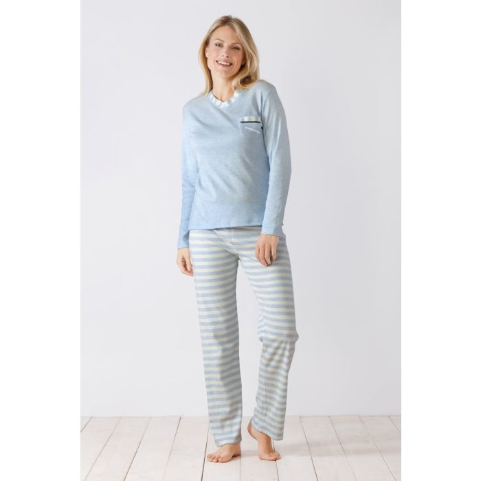 pyjama-dames-sale-255gte-1.jpg Warme blauwe dames pyjama Hajo - Afbeelding 1