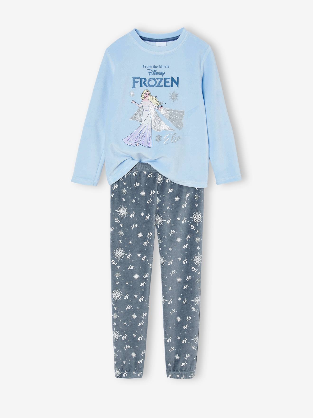 pyjama-frozen-388aly-1.jpg Fluwelen meisjespyjama Disney® Frozen grijsblauw - Afbeelding 1