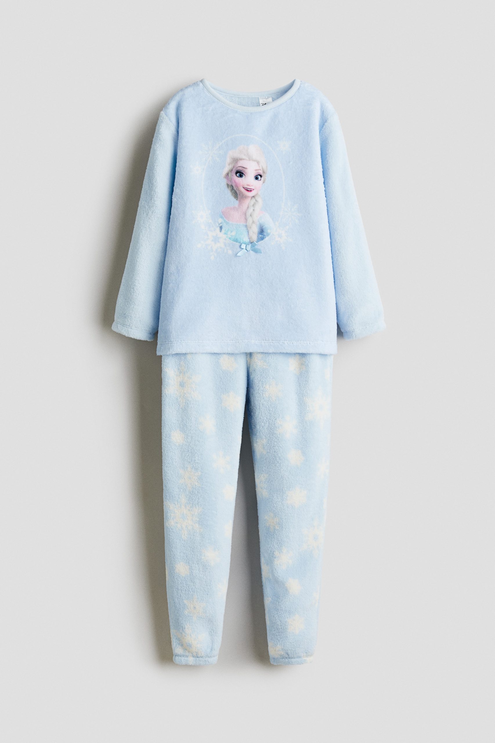 pyjama-frozen-690isi-1.jpg Velours pyjama met print Lichtblauw/Frozen KINDEREN | H&M NL - Afbeelding 1