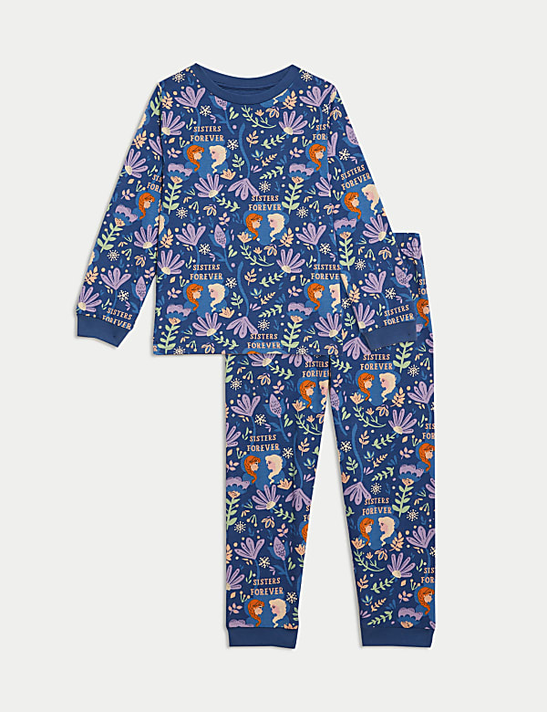 pyjama-frozen-697dgd-1.jpg Puur katoenen Disney Frozen™ pyjama (2 8 jaar) | NAVY | Pyjamasets | M&S NL - Afbeelding 1