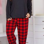 Pyjama'S Dames Grote Maten Zwarte Top Rood Geruite Broek Nachtkleding Set Vrouwen Tweedelige Pyjama Zachte Klassieke Casual Loungewear Cadeau Voor Vrouw Vriendin Moeder Moederdag,3Xl : Amazon.nl: Kleding, schoenen & sieraden