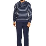 Comte badstof heren pyjama donkerblauw gestreept