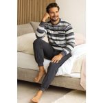 Heren pyjama badstof grijs | Pyjama webshop | Online de mooiste pyjama's, nachthemden, ondermode en meer