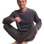 Heren pyjama badstof Outfitter 431726 S t/m XXL grijs De Arend Groothandel in kleding ondermode en nachtmode
