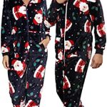 QIYUANT Kerst Pyjama Paar Bijpassende met Capuchon Onesie Flanel Fleece Warme Rits Herfst Winter Lente Volwassen Jumpsuit Nachtkleding met Zakken (Dames Blauwe kerstman L) : Amazon.nl: Kleding, schoenen & sieraden